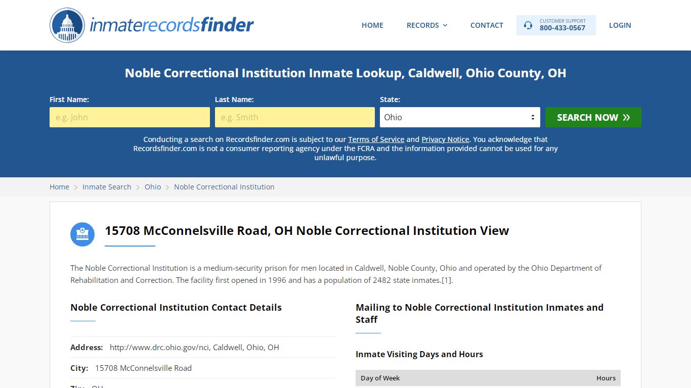 Noble Correctional Institution Roster & Inmate Search ...