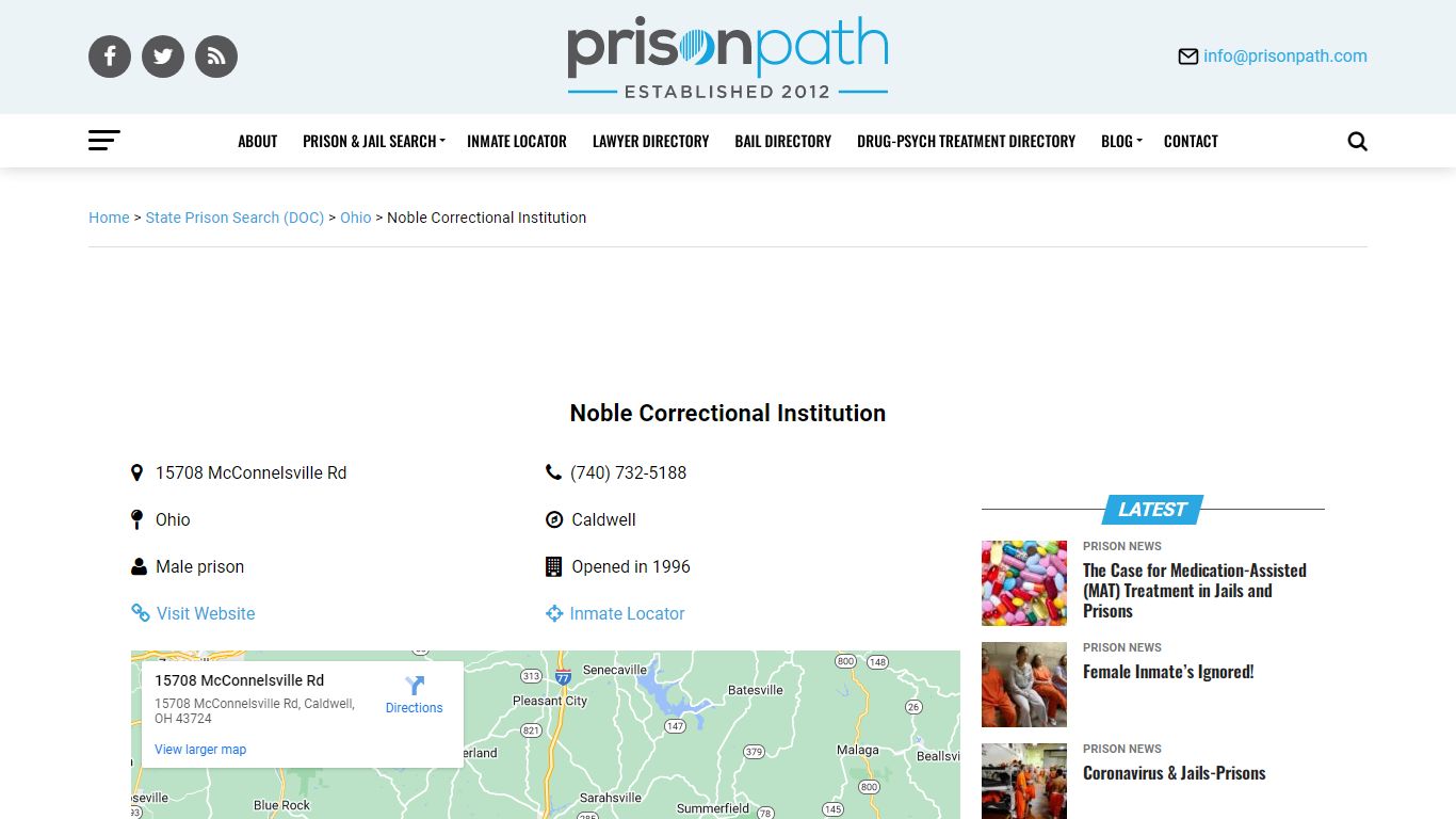 Noble Correctional Institution - Prison Inmate Search ...